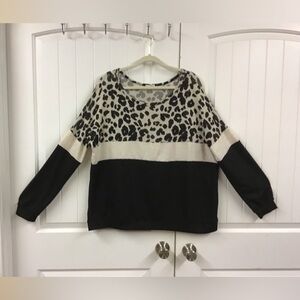 BiBi  Leopard Print Colorblock Shirt  size 2X